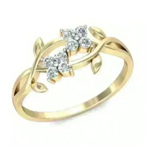 New Yellow Gold Leaf and Flower Ring